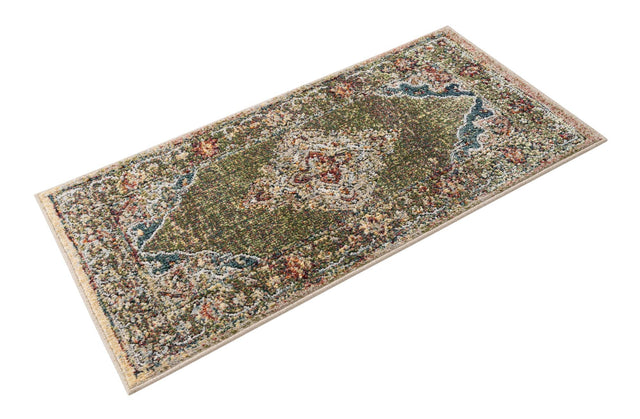 Green 2' x 4' 1 Isabella Runner Area Rug Polypropylene & Polyester Traditional Elegant Carpet for Living Rooms, Dining, Office, Dorms for Sale at Rug Engine