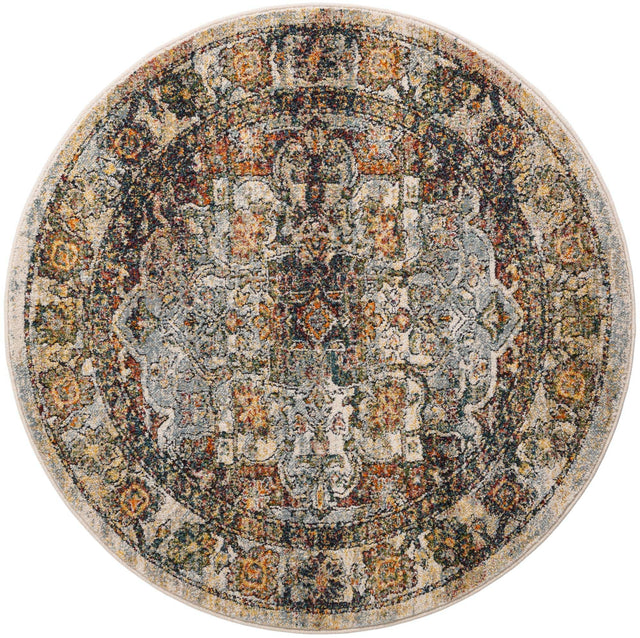 Ivory 4' 1 x 4' 1 Isabella Round Area Rug Polypropylene & Polyester Traditional Elegant Carpet for Living Rooms, Dining, Office, Dorms for Sale at Rug Engine