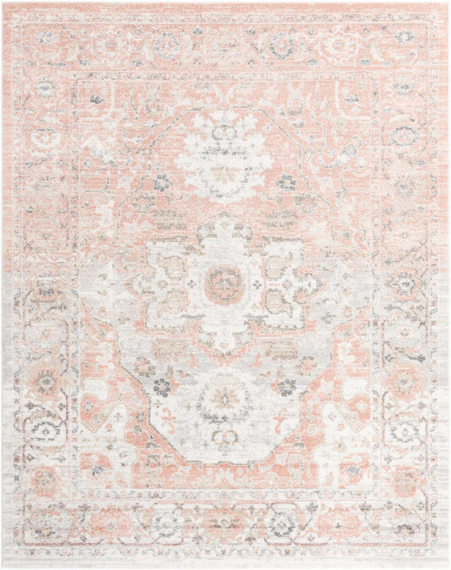 Rose Pink 7' 10 x 11' Madeline Vintage Rectangle Area Rug 100% Polypropylene Distressed Traditional Carpet for Classic Interior Home Design for Sale at Rug Engine