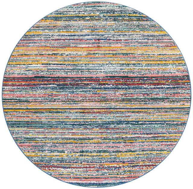 Multicolor 6' 1 x 6' 1 Gemstone Round Area Rug Polypropylene Contemporary Carpet Easy Clean Stain Resistant for Home Design Decorating for Sale at Rug Engine