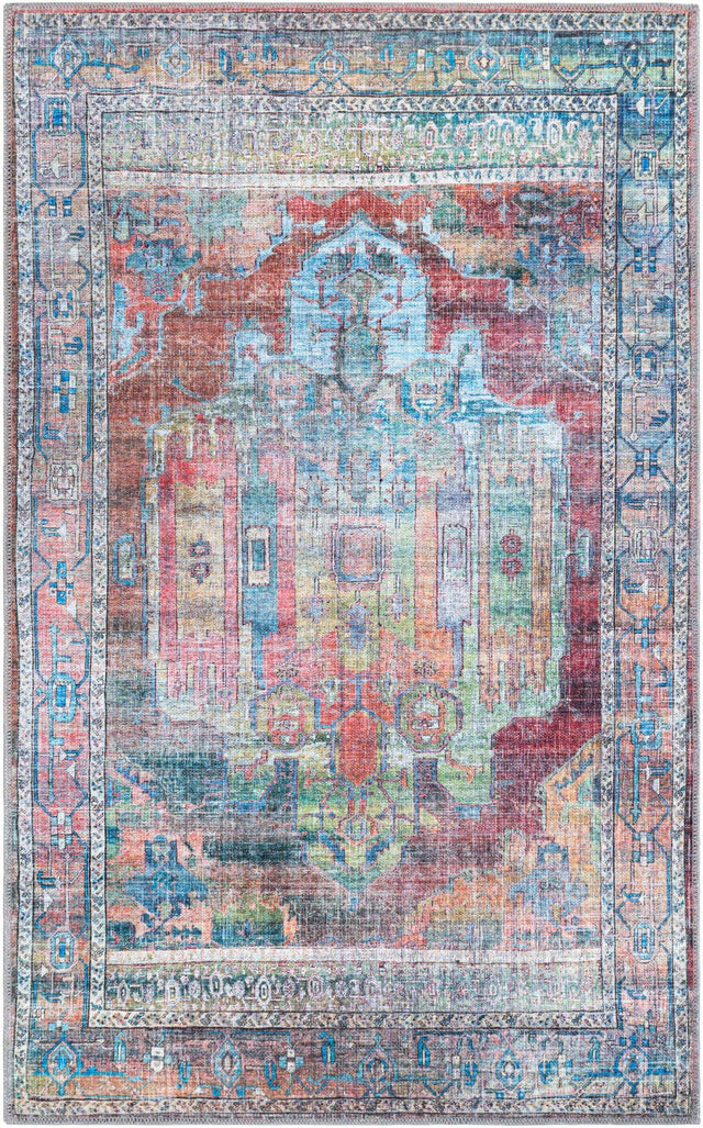 Washable Multicolor 3' 3 x 5' 3 Maahru Rectangle Area Rug Easy to Clean Stain Resistant & Durable Polyester Chenille Carpet for Living, Dining, Bedrooms, Kitchen for Sale at Rug Engine