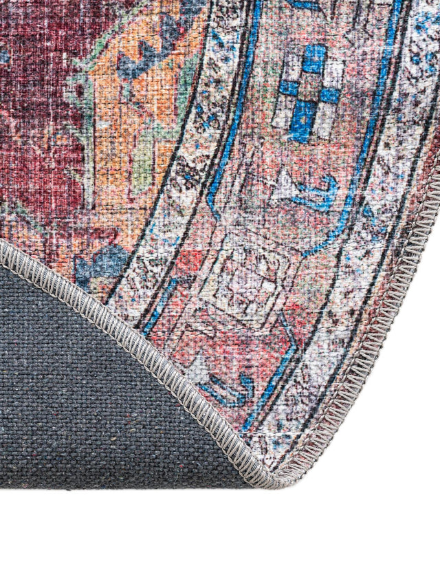 Washable Multicolor 7' 10 x 7' 10 Maahru Round Area Rug Easy to Clean Stain Resistant & Durable Polyester Chenille Carpet for Living, Dining, Bedrooms, Kitchen for Sale at Rug Engine