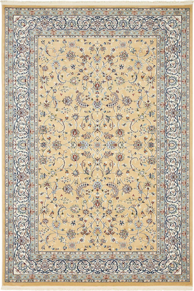 Beige 4' 1 x 6' 1 Narenj Rectangle Area Rug 85% Polypropylene & 15% Polyester Traditional Classic Carpet for Living, Dining, Bedrooms, Office for Sale at Rug Engine
