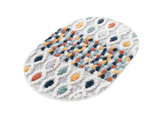 Multicolor 2' x 3' 1 Cherokee Oval Area Rug 100% Polypropylene With Cotton Backing Modern Geometric Carpet for Home Decor Interior Design Rooms for Sale at Rug Engine