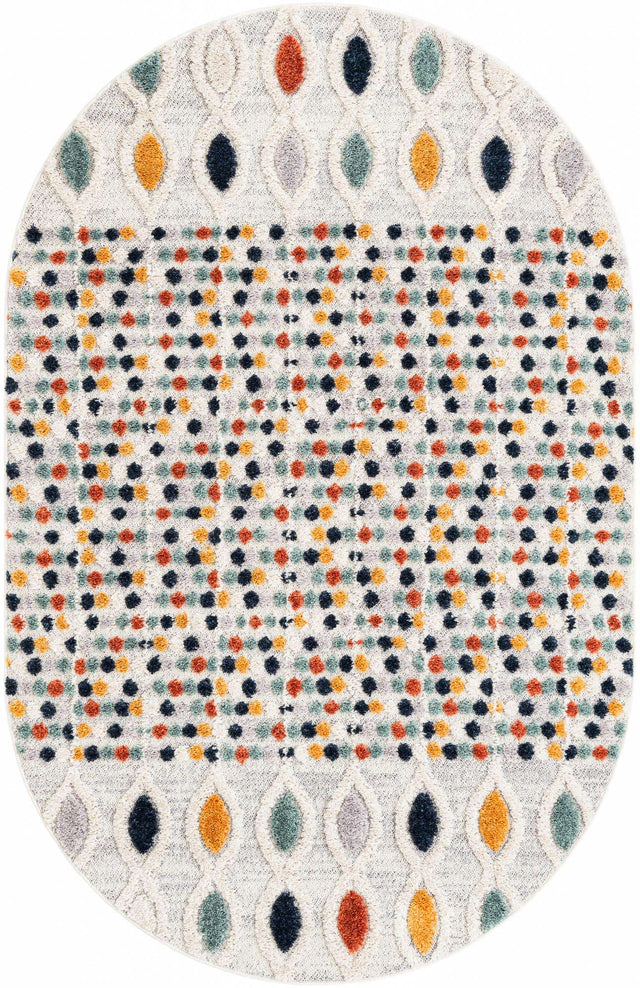 Multicolor 5' 3 x 7' 10 Cherokee Oval Area Rug 100% Polypropylene With Cotton Backing Modern Geometric Carpet for Home Decor Interior Design Rooms for Sale at Rug Engine