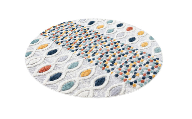 Multicolor 6' 1 x 6' 1 Cherokee Round Area Rug 100% Polypropylene With Cotton Backing Modern Geometric Carpet for Home Decor Interior Design Rooms for Sale at Rug Engine