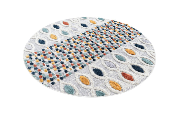 Multicolor 6' 1 x 6' 1 Cherokee Round Area Rug 100% Polypropylene With Cotton Backing Modern Geometric Carpet for Home Decor Interior Design Rooms for Sale at Rug Engine