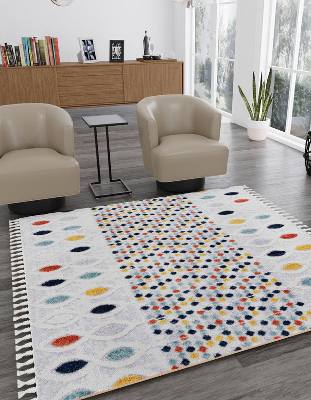 Multicolor 3' 3 x 3' 3 Cherokee Square Area Rug 100% Polypropylene With Cotton Backing Modern Geometric Carpet for Home Decor Interior Design Rooms for Sale at Rug Engine