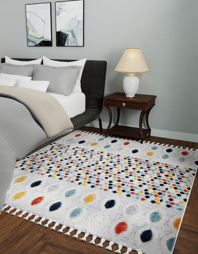Multicolor 5' 3 x 5' 3 Cherokee Square Area Rug 100% Polypropylene With Cotton Backing Modern Geometric Carpet for Home Decor Interior Design Rooms for Sale at Rug Engine