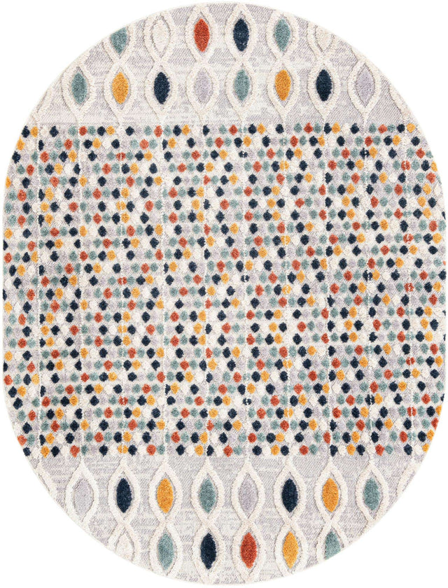 Multicolor 7' 10 x 10' Cherokee Oval Area Rug 100% Polypropylene With Cotton Backing Modern Geometric Carpet for Home Decor Interior Design Rooms for Sale at Rug Engine