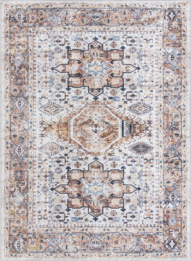 Washable Ivory Almond 9' 10 x 13' 1 Yara Rectangle Area Rug Easy to Clean Stain Resistant & Durable Polyester & Chenille Carpet for Sale at Rug Engine