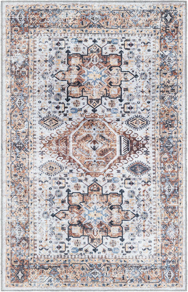 Washable Ivory Almond 3' 3 x 5' 3 Yara Rectangle Area Rug Easy to Clean Stain Resistant & Durable Polyester & Chenille Carpet for Sale at Rug Engine