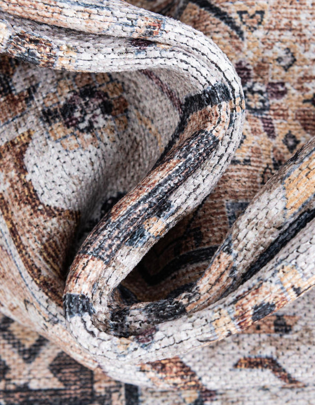 Washable Ivory Almond 5' 3 x 8' Yara Oval Area Rug Easy to Clean Stain Resistant & Durable