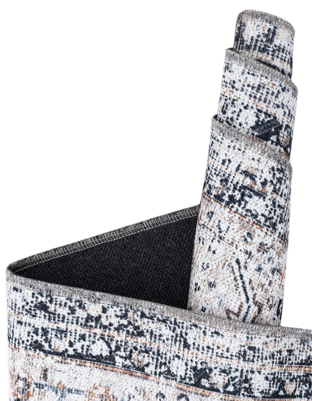 Washable Linen Charcoal 7' 10 x 10' Yara Oval Area Rug Easy to Clean Stain Resistant & Durable Polyester & Chenille Carpet for Sale at Rug Engine
