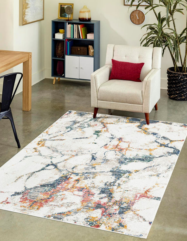 White Navy 9' x 12' Gemstone Rectangle Area Rug Polypropylene Contemporary Carpet Easy Clean Stain Resistant for Home Design Decorating for Sale at Rug Engine