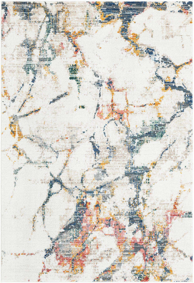 White Navy 5' 3 x 8' Gemstone Rectangle Area Rug Polypropylene Contemporary Carpet Easy Clean Stain Resistant for Home Design Decorating for Sale at Rug Engine