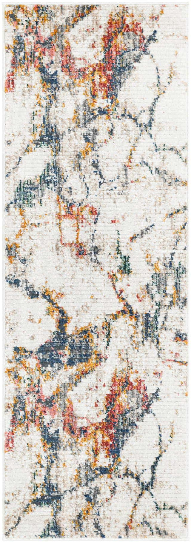 White Navy 2' 2 x 5' 11 Gemstone Runner Area Rug Polypropylene Contemporary Carpet Easy Clean Stain Resistant for Home Design Decorating for Sale at Rug Engine