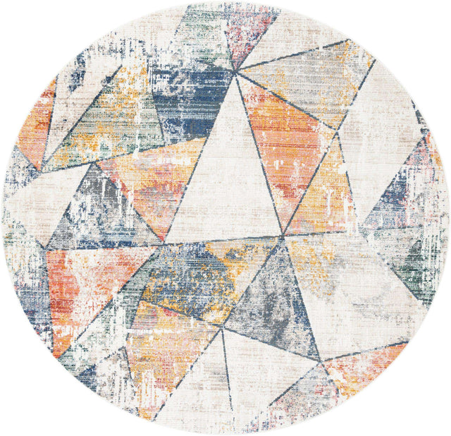 Multicolor 10' 2 x 10' 2 Gemstone Round Area Rug Polypropylene Contemporary Carpet Easy Clean Stain Resistant for Home Design Decorating for Sale at Rug Engine