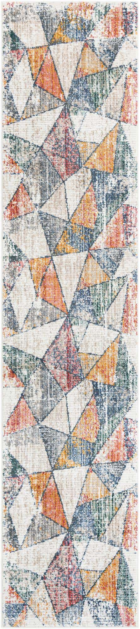 Multicolor 2' 7 x 12' Gemstone Runner Area Rug Polypropylene Contemporary Carpet Easy Clean Stain Resistant for Home Design Decorating for Sale at Rug Engine
