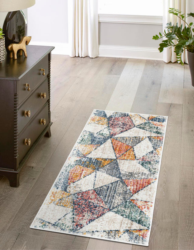 Multicolor 2' 2 x 5' 11 Gemstone Runner Area Rug Polypropylene Contemporary Carpet Easy Clean Stain Resistant for Home Design Decorating for Sale at Rug Engine
