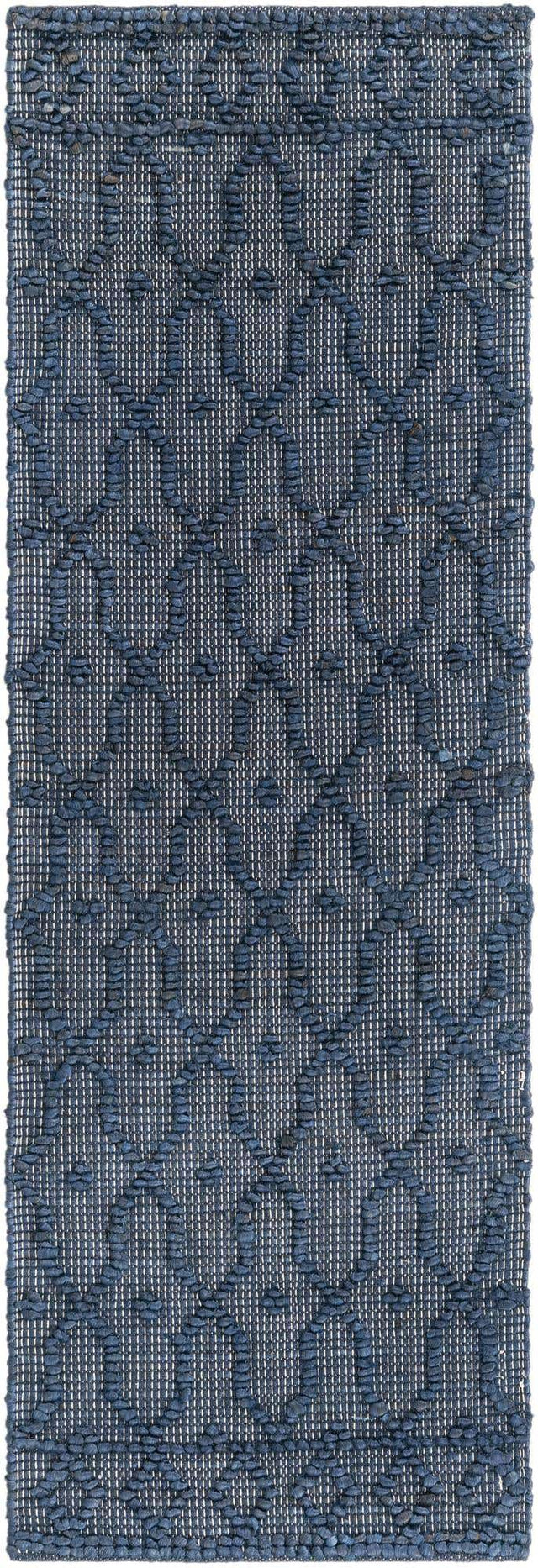 Navy Blue 2' x 6' 1 Larsa Runner Area Rug 90% Jute & 10% Cotton Premium All Natural Hand Woven Carpet for Home Interior Design Spaces for Sale at Rug Engine
