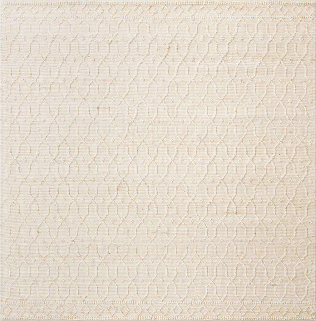Ivory 7' 10 x 7' 10 Larsa Square Area Rug 90% Jute & 10% Cotton Premium All Natural Hand Woven Carpet for Home Interior Design Spaces for Sale at Rug Engine