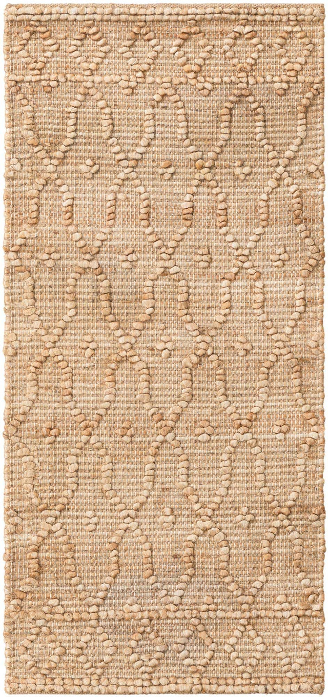Natural 2' x 4' 1 Larsa Runner Area Rug 90% Jute & 10% Cotton Premium All Natural Hand Woven Carpet for Home Interior Design Spaces for Sale at Rug Engine