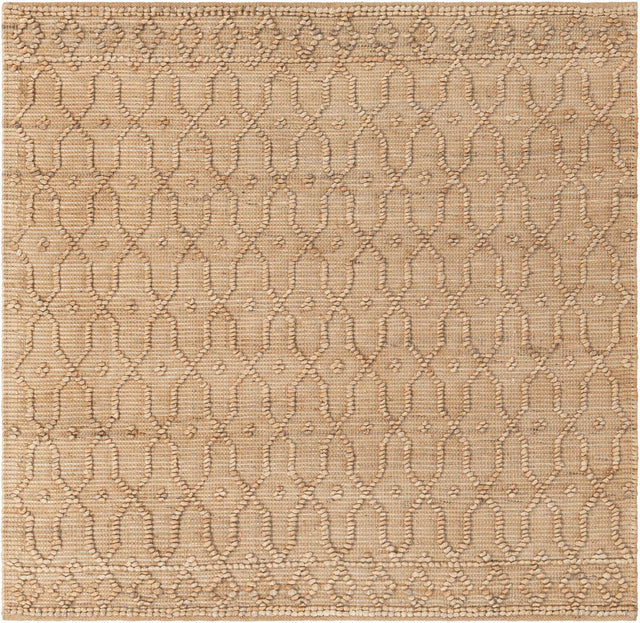 Natural 5' 3 x 5' 3 Larsa Square Area Rug 90% Jute & 10% Cotton Premium All Natural Hand Woven Carpet for Home Interior Design Spaces for Sale at Rug Engine