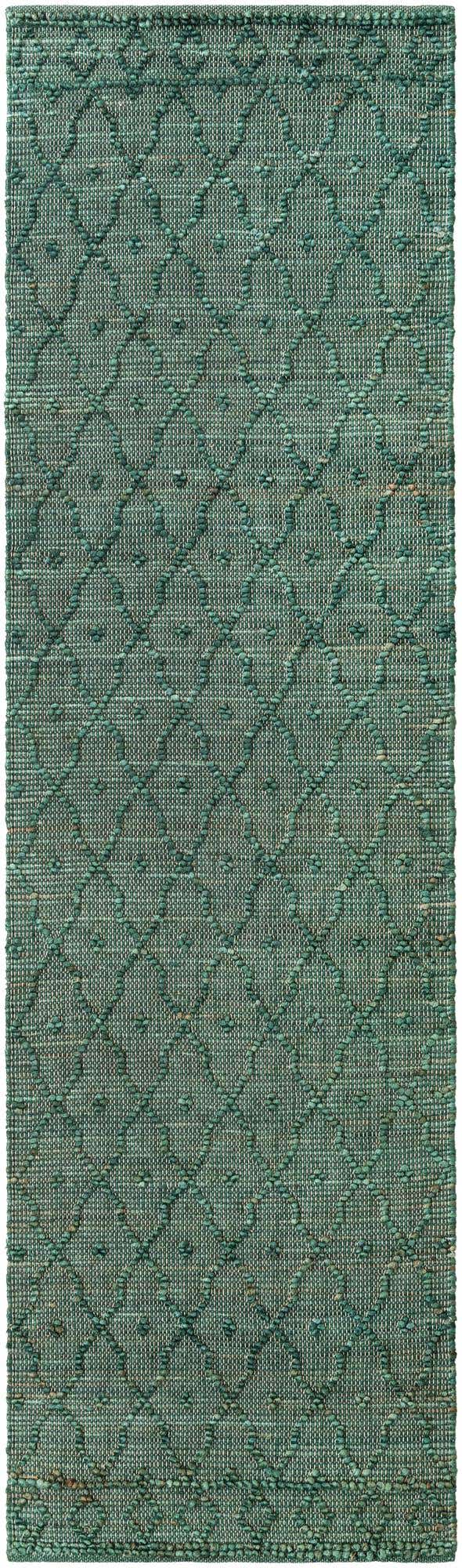 Hunter Green 2' 7 x 9' 10 Larsa Runner Area Rug 90% Jute & 10% Cotton Premium All Natural Hand Woven Carpet for Home Interior Design Spaces for Sale at Rug Engine