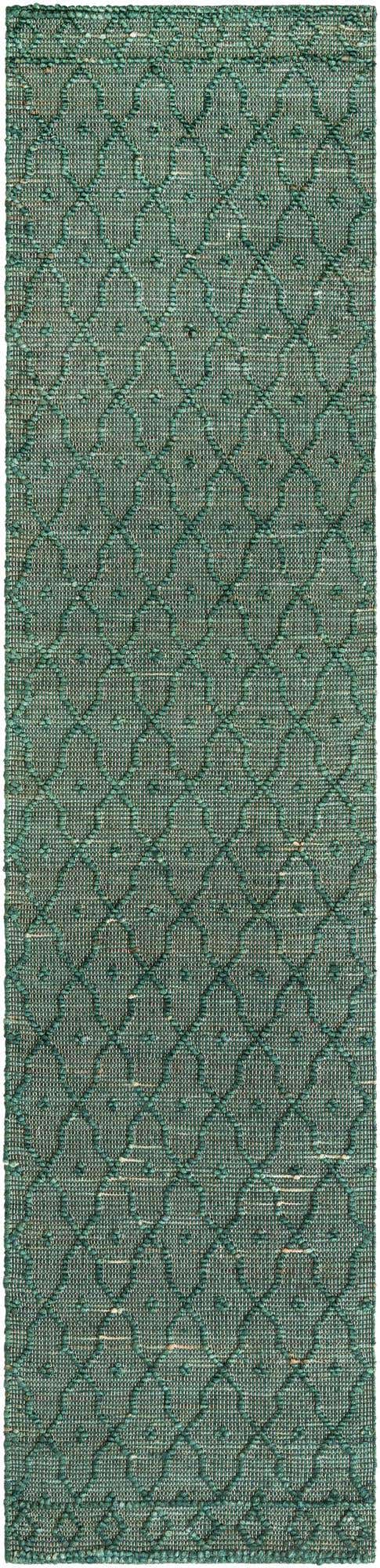 Hunter Green 2' 7 x 12' Larsa Runner Area Rug 90% Jute & 10% Cotton Premium All Natural Hand Woven Carpet for Home Interior Design Spaces for Sale at Rug Engine