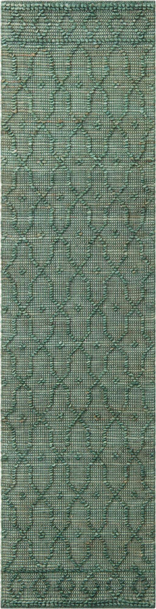 Hunter Green 2' x 8' Larsa Runner Area Rug 90% Jute & 10% Cotton Premium All Natural Hand Woven Carpet for Home Interior Design Spaces for Sale at Rug Engine