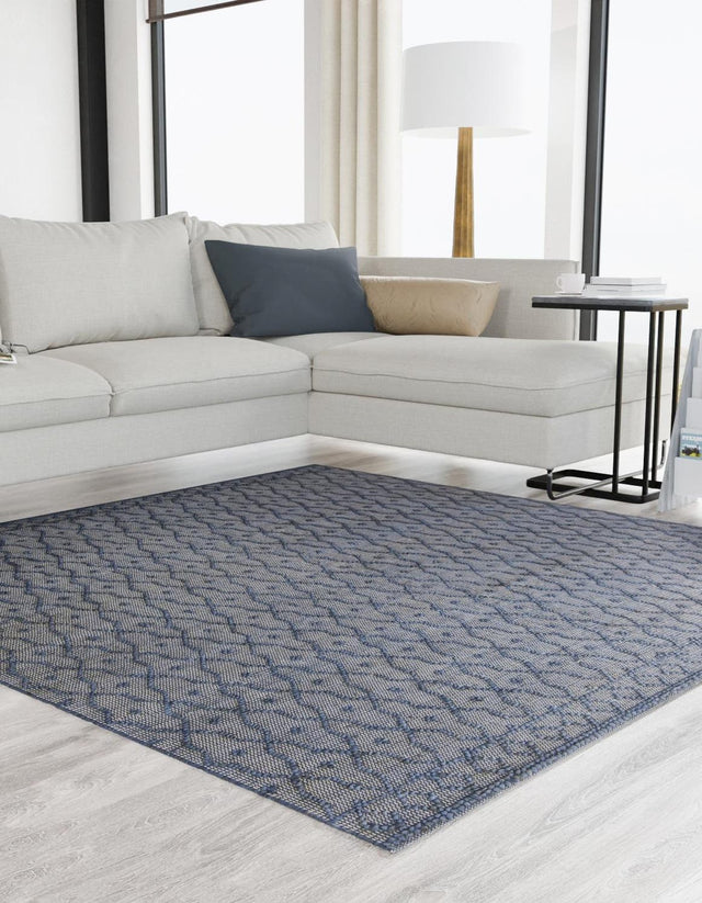 Navy Blue 5' 3 x 5' 3 Larsa Square Area Rug 90% Jute & 10% Cotton Premium All Natural Hand Woven Carpet for Home Interior Design Spaces for Sale at Rug Engine