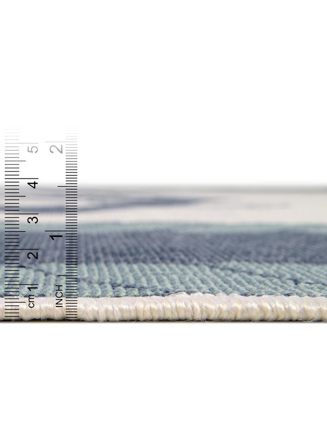 Navy Blue 4' 1 x 6' 1 Outdoor Coastal Oval Area Rug Weather Resistant for Patio, Deck, Terrace, Balcony, Porch 100% Polypropylene Coastal Decor Carpet for Sale at Rug Engine