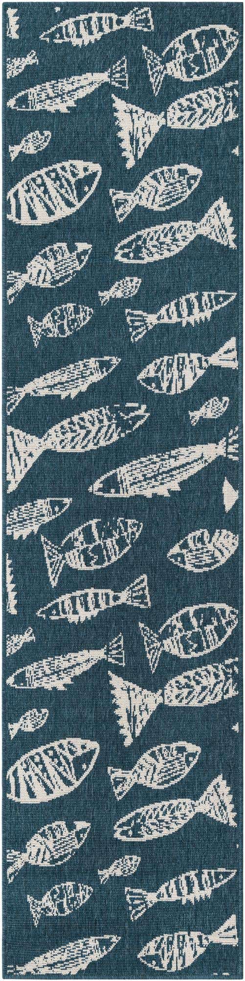 Blue 2' x 8' Outdoor Coastal Runner Area Rug Weather Resistant for Patio, Deck, Terrace, Balcony, Porch 100% Polypropylene Coastal Decor Carpet for Sale at Rug Engine