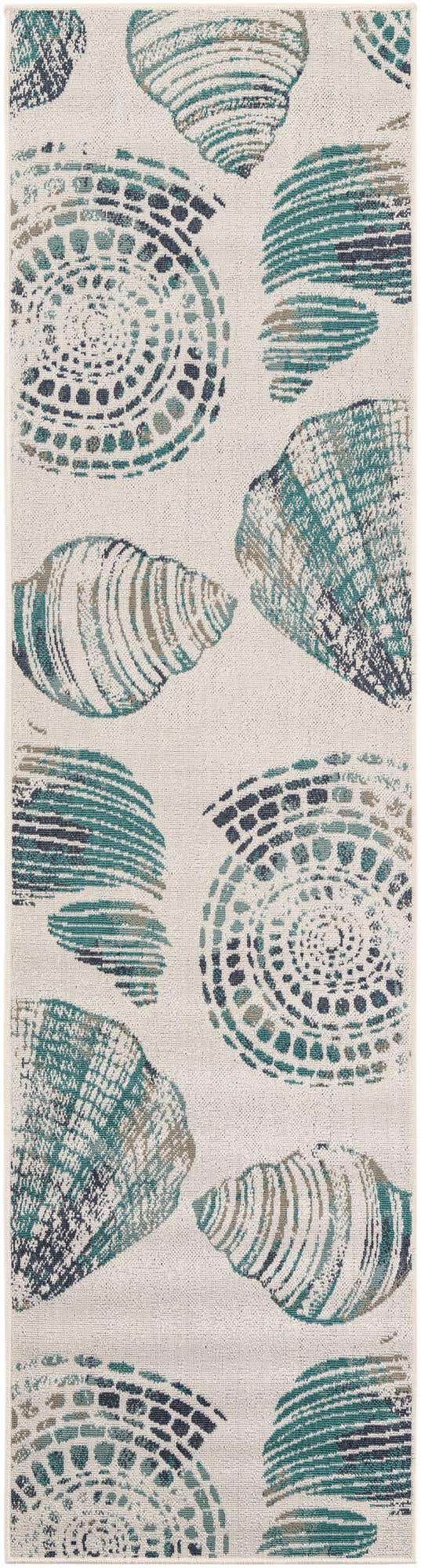 Ivory 2' 7 x 10' Outdoor Coastal Runner Area Rug Weather Resistant for Patio, Deck, Terrace, Balcony, Porch 100% Polypropylene Coastal Decor Carpet for Sale at Rug Engine