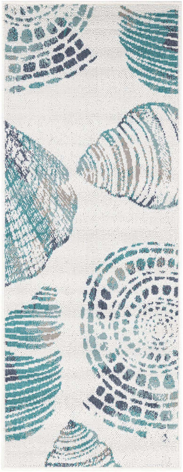 Ivory 2' x 5' 1 Outdoor Coastal Runner Area Rug Weather Resistant for Patio, Deck, Terrace, Balcony, Porch 100% Polypropylene Coastal Decor Carpet for Sale at Rug Engine