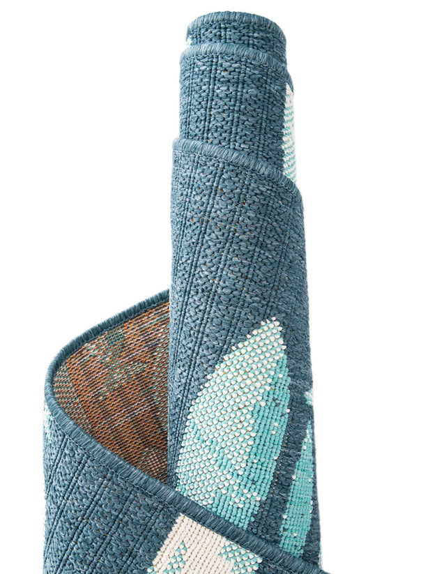 Blue 2' x 8' Outdoor Coastal Runner Area Rug Weather Resistant for Patio, Deck, Terrace, Balcony, Porch 100% Polypropylene Coastal Decor Carpet for Sale at Rug Engine