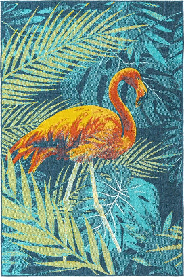 Multicolor 5' 3 x 8' Outdoor Coastal Rectangle Area Rug Weather Resistant for Patio, Deck, Terrace, Balcony, Porch 100% Polypropylene Coastal Decor Carpet for Sale at Rug Engine