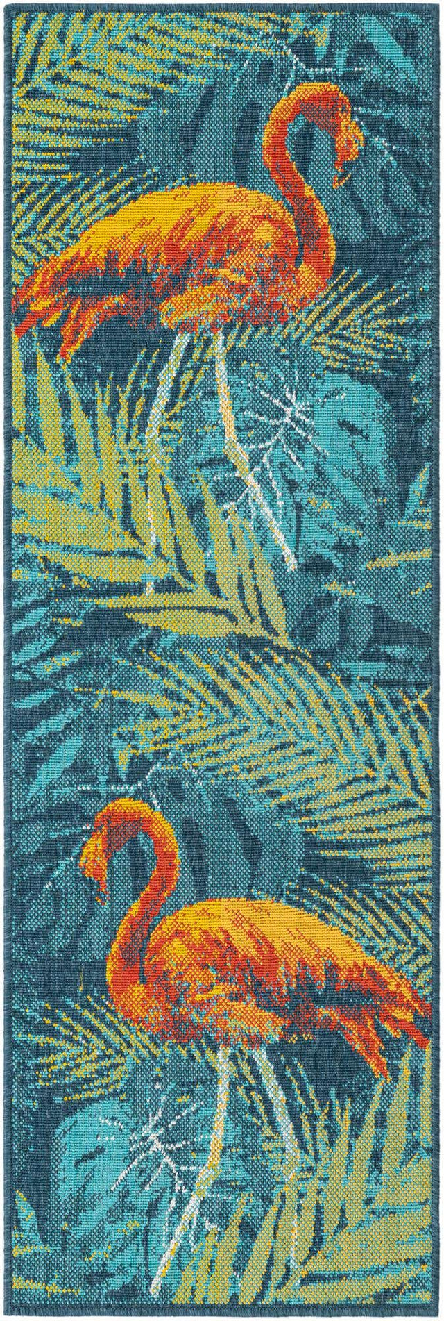 Multicolor 2' x 6' 1 Outdoor Coastal Runner Area Rug Weather Resistant for Patio, Deck, Terrace, Balcony, Porch 100% Polypropylene Coastal Decor Carpet for Sale at Rug Engine