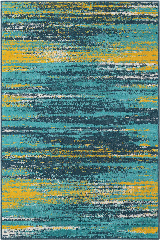 Multicolor.Blue 4' 1 x 6' 1 Outdoor Coastal Rectangle Area Rug Weather Resistant for Patio, Deck, Terrace, Balcony, Porch 100% Polypropylene Coastal Decor Carpet for Sale at Rug Engine