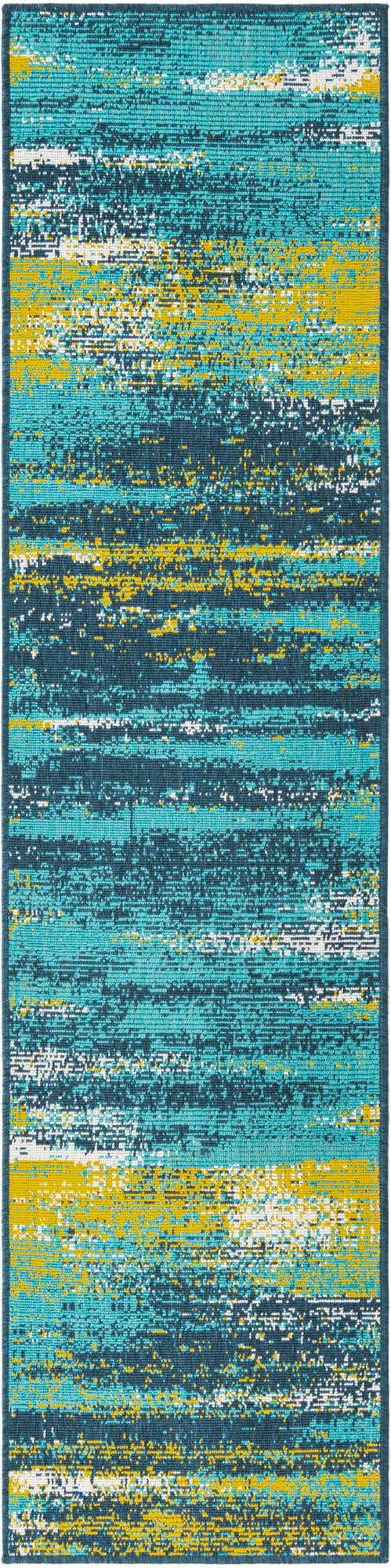 Multicolor.Blue 2' x 8' Outdoor Coastal Runner Area Rug Weather Resistant for Patio, Deck, Terrace, Balcony, Porch 100% Polypropylene Coastal Decor Carpet for Sale at Rug Engine