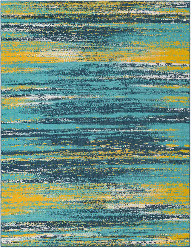 Multicolor.Blue 9' x 12' Outdoor Coastal Rectangle Area Rug Weather Resistant for Patio, Deck, Terrace, Balcony, Porch 100% Polypropylene Coastal Decor Carpet for Sale at Rug Engine