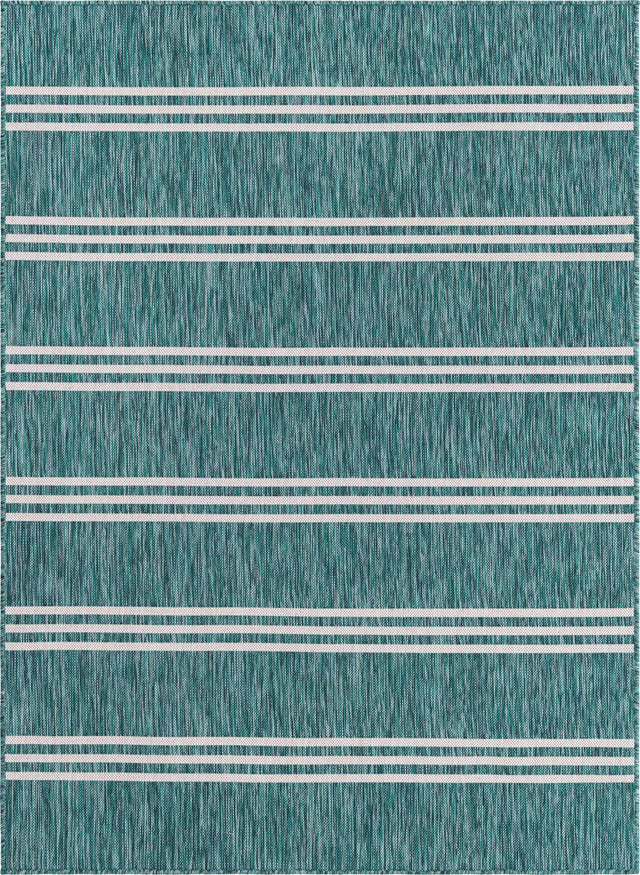 Teal 5' 3 x 8' Jill Zarin Outdoor Rectangle Area Rug Weather Resistant for Patio, Deck, Terrace, Balcony, Porch Durable 100% Polypropylene Carpet for Outside for Sale at Rug Engine
