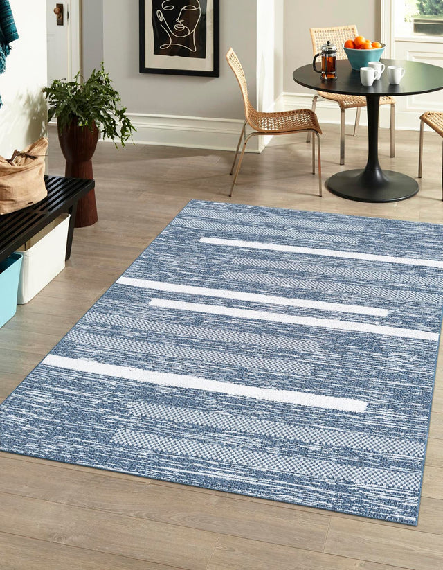 Navy Blue 6' 5 x 9' Abbey Rectangle Area Rug 100% Cotton All Natural Living Dining Room Bedroom Carpet for Sale at Rug Engine