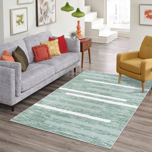 Green 6' 5 x 9' Abbey Rectangle Area Rug 100% Cotton All Natural Living Dining Room Bedroom Carpet for Sale at Rug Engine