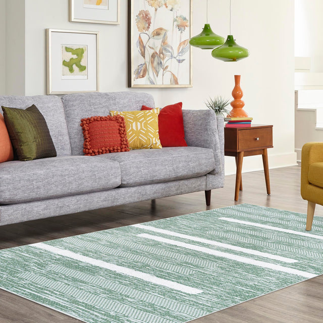 Green 6' 5 x 9' Abbey Rectangle Area Rug 100% Cotton All Natural Living Dining Room Bedroom Carpet for Sale at Rug Engine