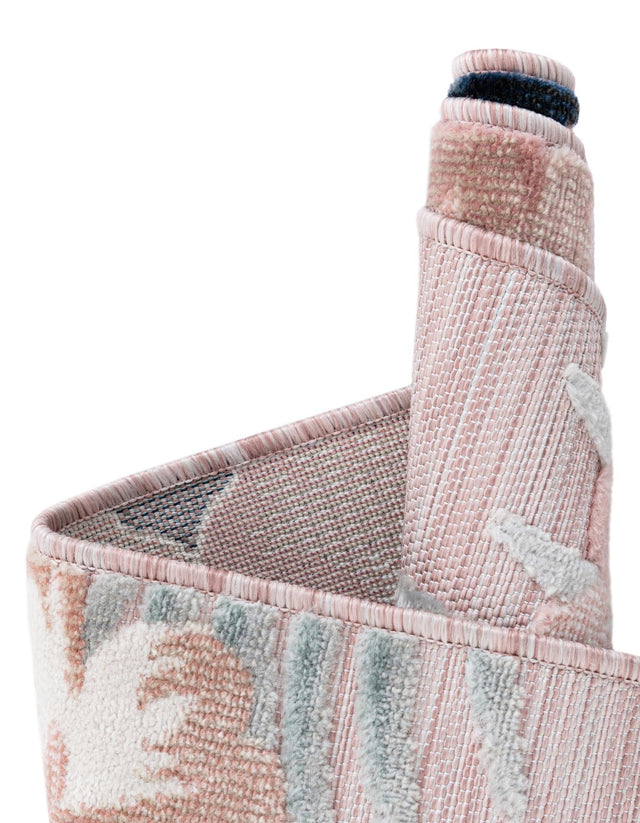 Pink 8' 2 x 8' 2 Outdoor Botanical Square Area Rug Weather Resistant for Patio, Deck, Terrace, Balcony, Porch Polypropylene Garden Floral Tropical Carpet for Sale at Rug Engine