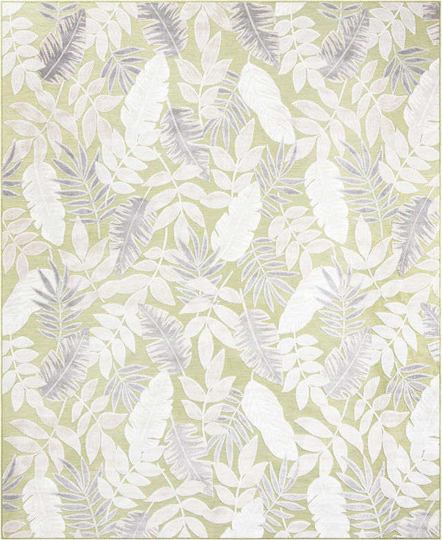 Green 9' 9 x 12' Outdoor Botanical Rectangle Area Rug Weather Resistant for Patio, Deck, Terrace, Balcony, Porch Polypropylene Garden Floral Tropical Carpet for Sale at Rug Engine