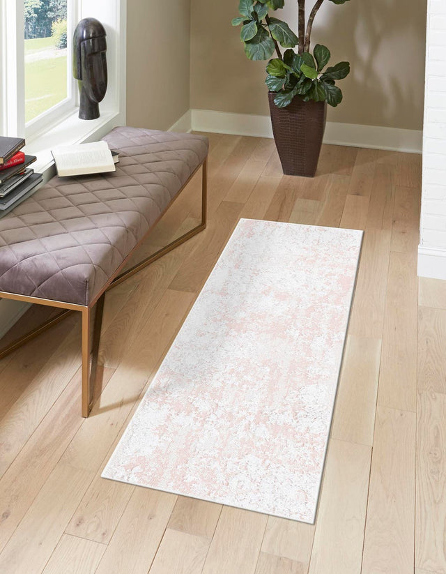 Pink 2' 7 x 8' Abbey Runner Area Rug 100% Cotton All Natural Living Dining Room Bedroom Carpet for Sale at Rug Engine