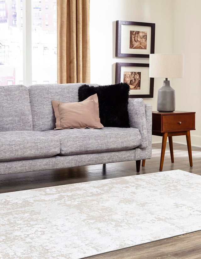 Ivory 6' 5 x 9' Abbey Rectangle Area Rug 100% Cotton All Natural Living Dining Room Bedroom Carpet for Sale at Rug Engine